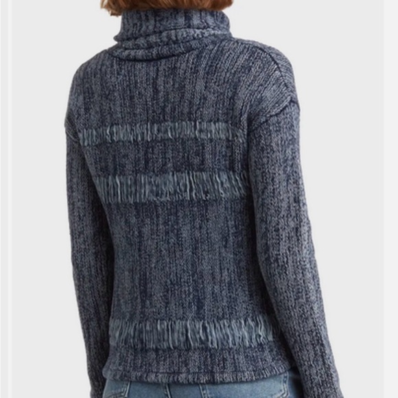 AG Adriano Goldschmied Textured Blue Turtleneck Sweater - Picture 2 of 6